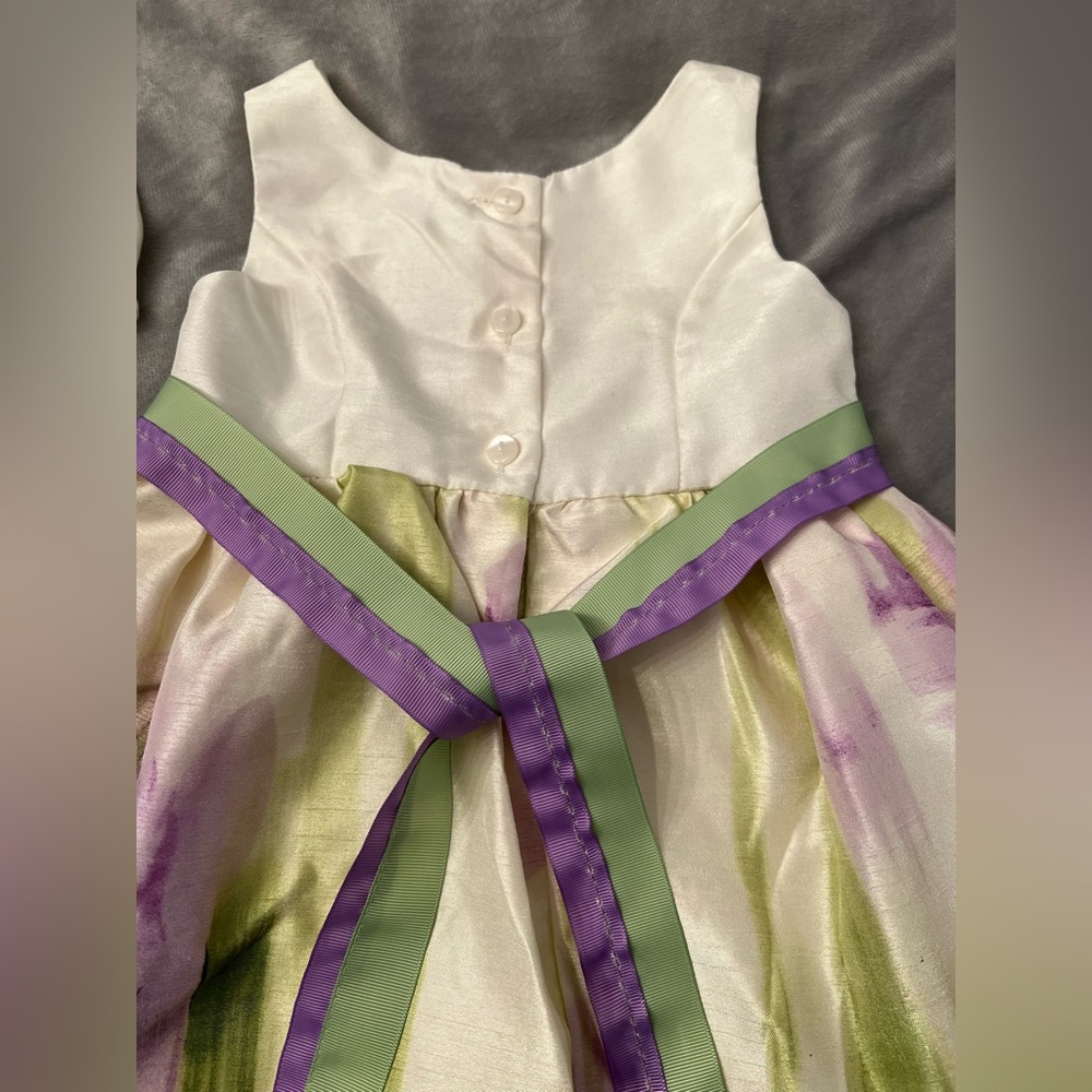 18 month girl Easter spring formal dress floral purple green cream pictures - Picture 4 of 7